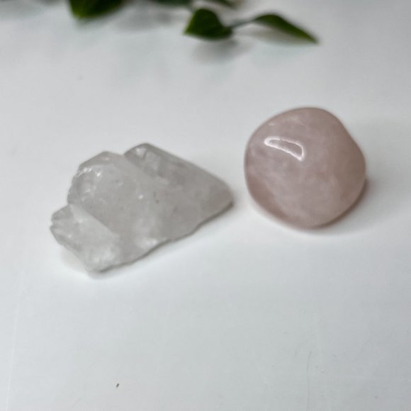 Rose Quartz and Clear Quartz Crystal Bundle - Calming Pocket Crystal Gift Set - Picture 14 of 16